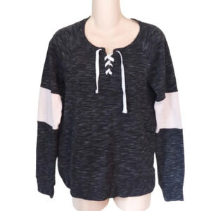 SO Perfect Crew Perfectly Soft Dark Gray and Pink Sweatshirt Size Women's Small